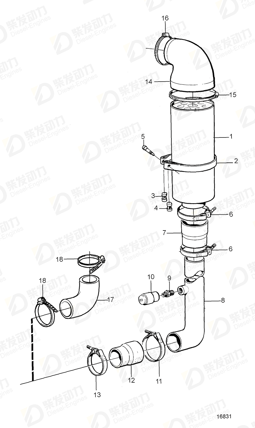 VOLVO Hose connection 3825134 Drawing